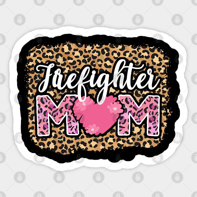 Cute Firefighter Mom Leopard Sticker by White Martian